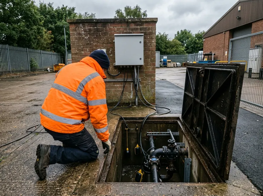 Engineer inspecting a pumping station chamber