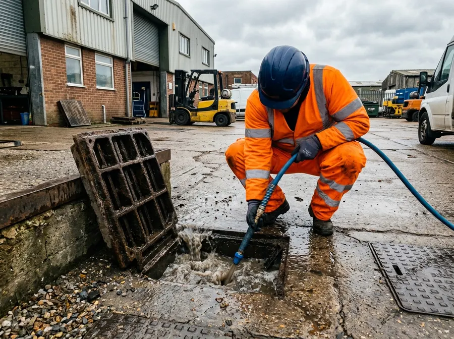 High-pressure jetting of a gully drain
