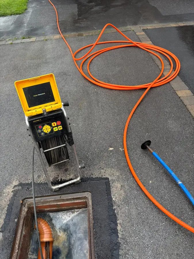 CCTV kit set up beside the manhole on Browsholme Avenue, Burnley