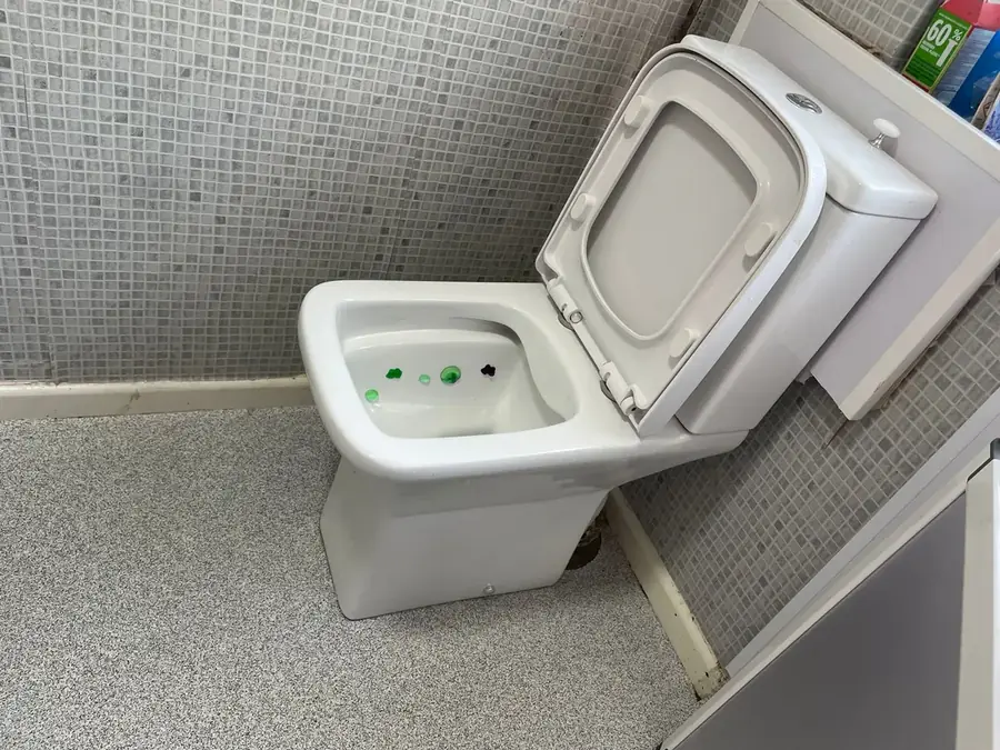 Test flush confirming the toilet flowing on Brunshaw Avenue, Burnley