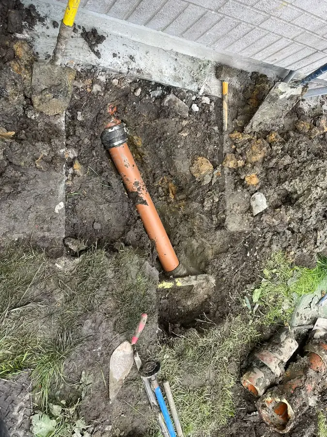 New pipework installed in the trench on Marine Avenue, Burnley