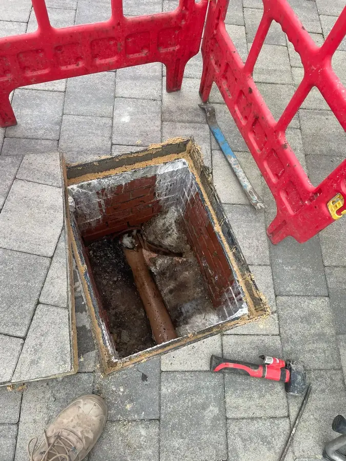 The manhole cordoned off during the works on Pendle Fields, Burnley