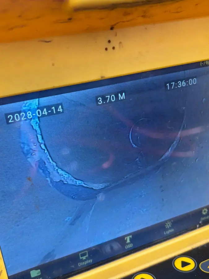 CCTV screen showing the pipe condition on Venice Avenue, Burnley